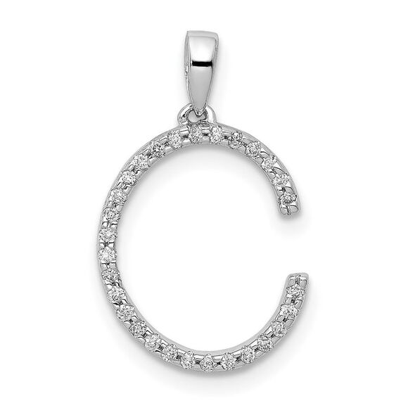 Kazi Luxury 14K White Gold Diamond Letter C Initial Pendant
